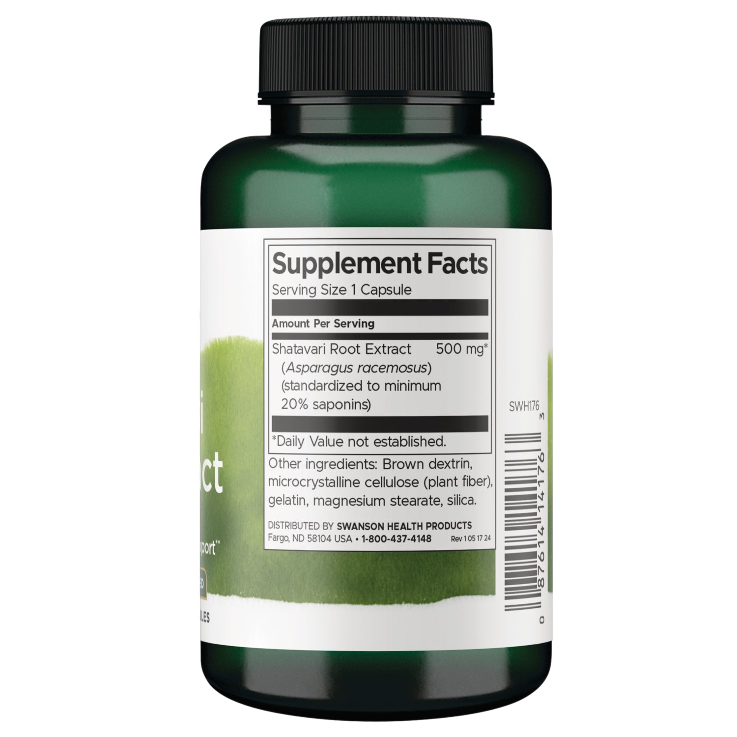 SWH176 | Back label with supplement facts and serving information