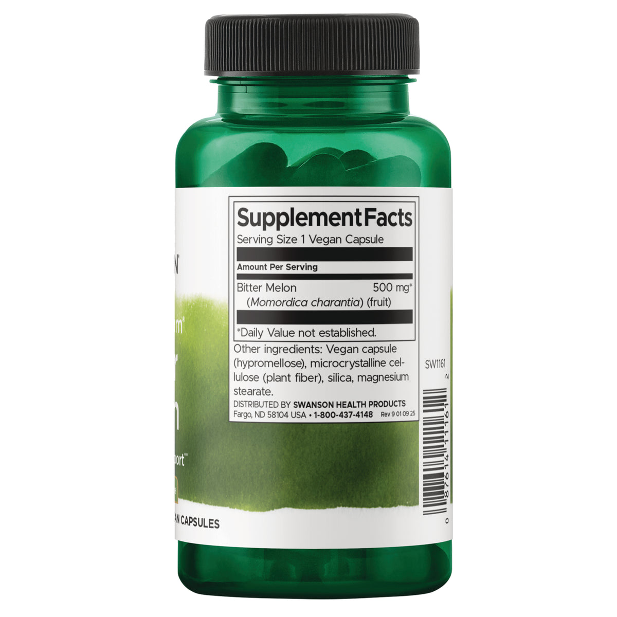 SW1161 | Back label with supplement facts and serving information