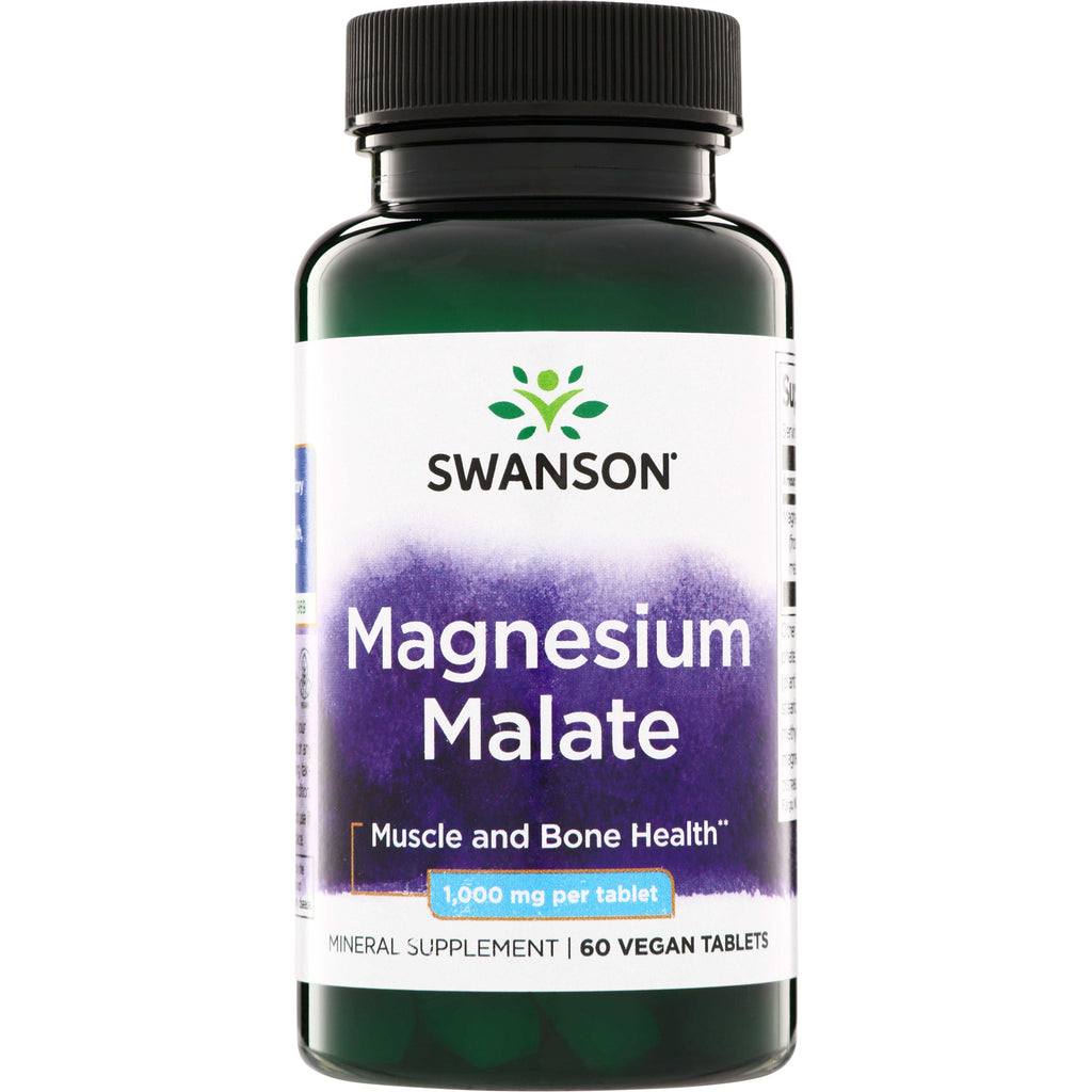 SW1708 | Swanson Magnesium Malate bottle, 1,000 mg per tablet, 60 vegan tablets - Thumbnail