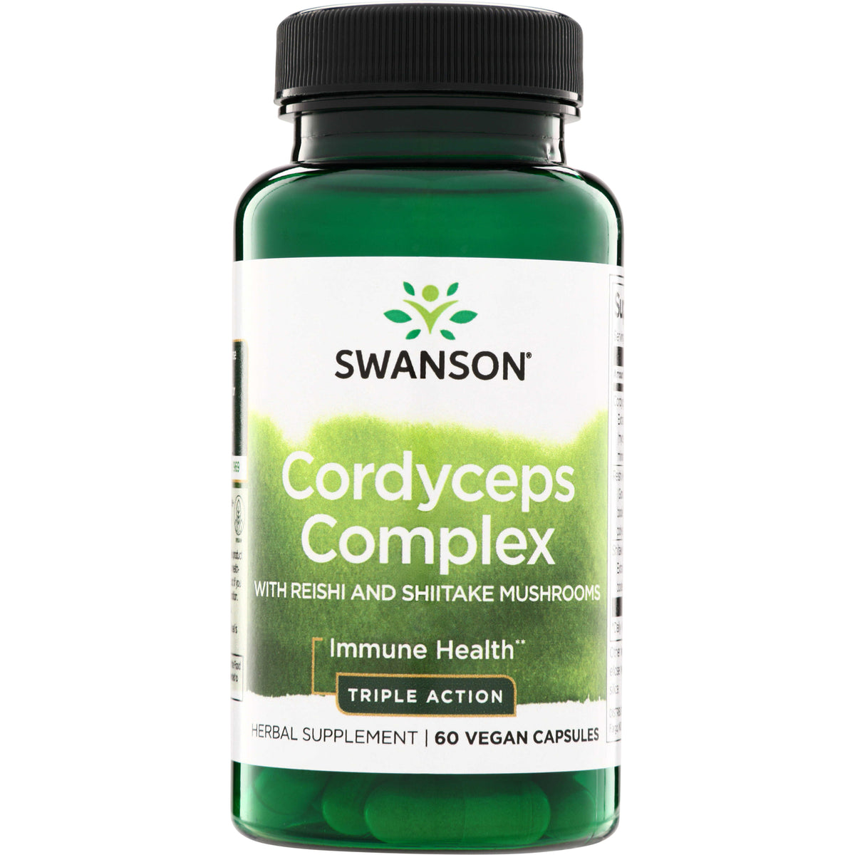 SWH231 | Swanson Cordyceps Complex supplement bottle, with reishi and shiitake mushrooms, 60 vegan capsules