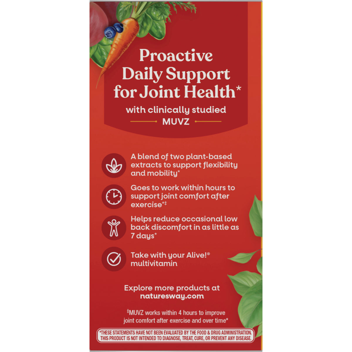 NW1075 | Proactive daily support for joint health with clinically studied MUVZ and benefit icons