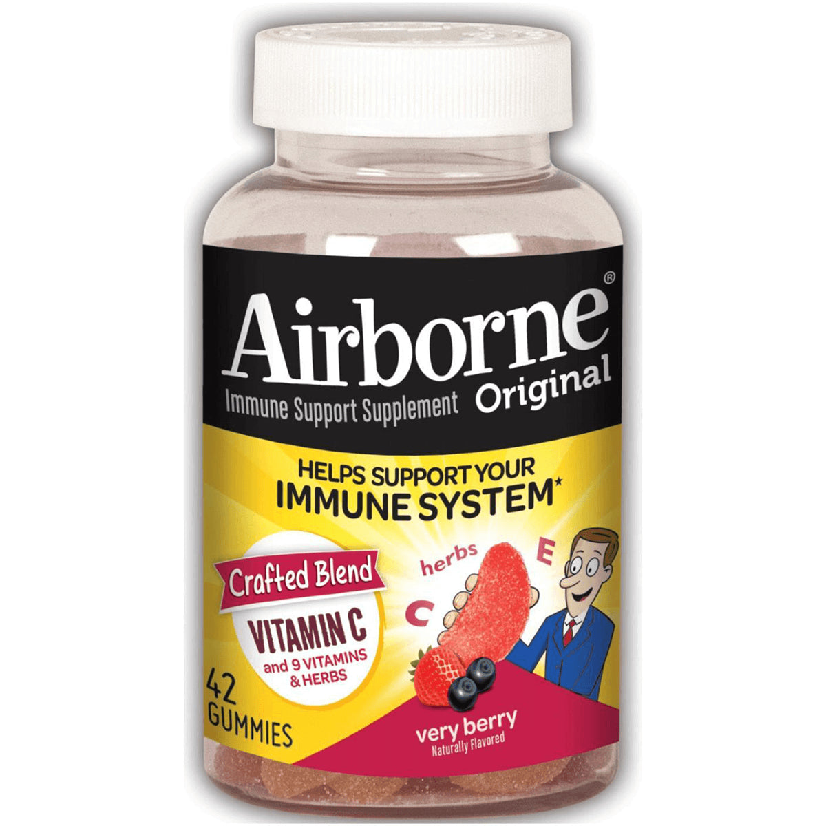 ARB034 | Airborne Original immune support supplement gummies, Very Berry, 42 count