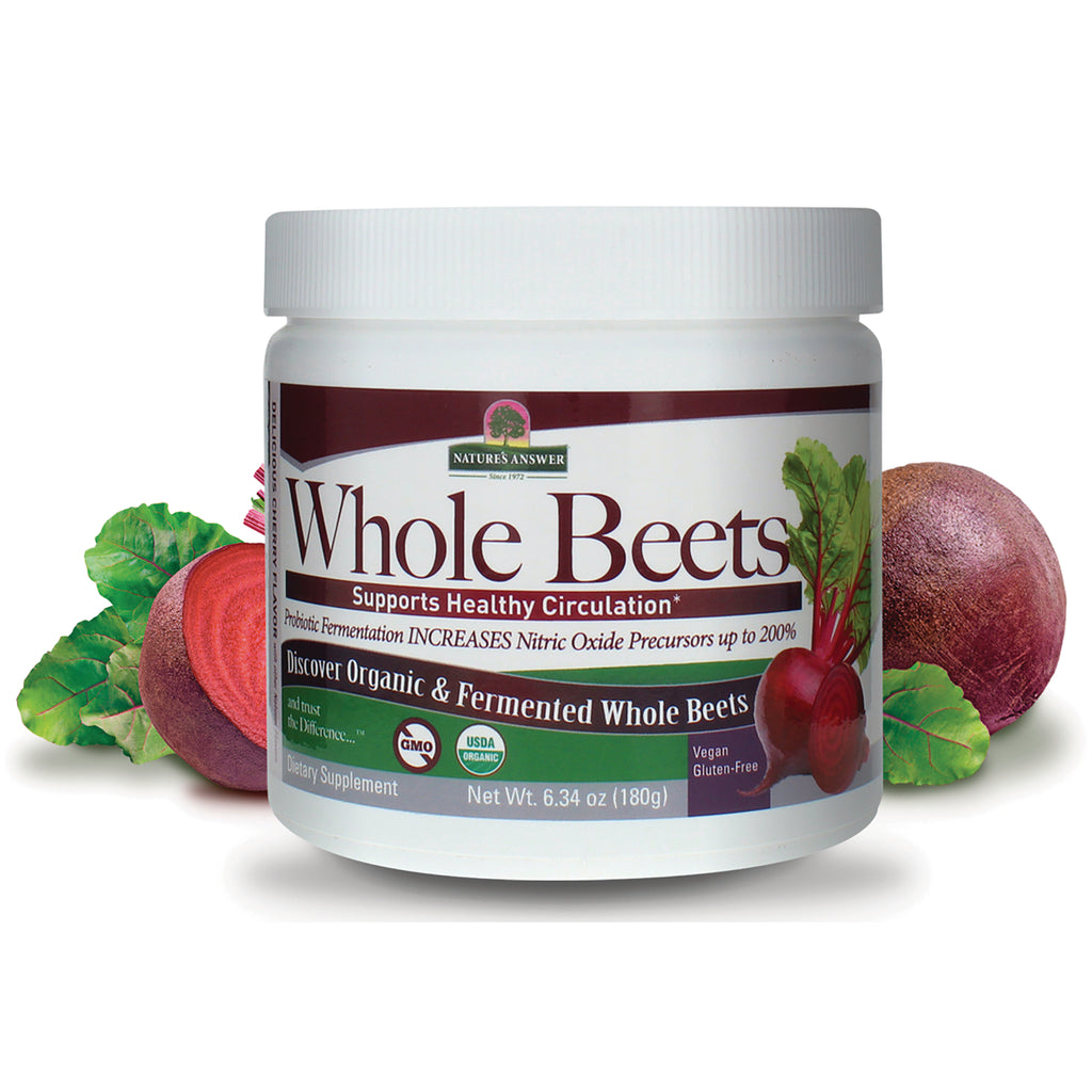 NAT420 | Jar labeled Whole Beets dietary supplement with beet illustrations, front view - Thumbnail