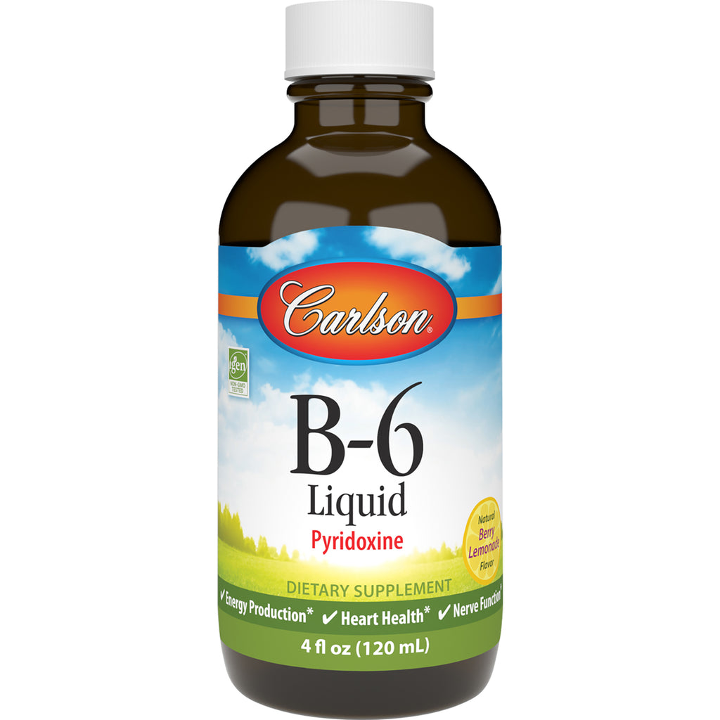 CSN078 | Carlson B-6 Liquid Pyridoxine dietary supplement bottle, 4 fl oz berry lemonade flavor - Thumbnail