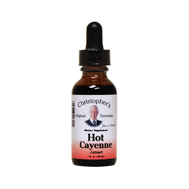 DCR017 | amber dropper bottle labeled Christopher's Hot Cayenne extract 1 fl oz