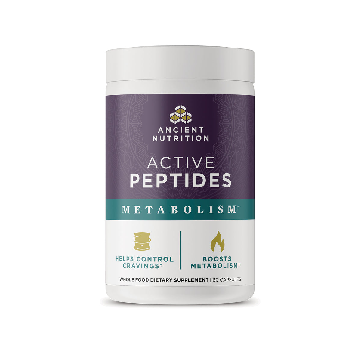 ATN150 | Ancient Nutrition Active Peptides Metabolism supplement bottle, 60 capsules