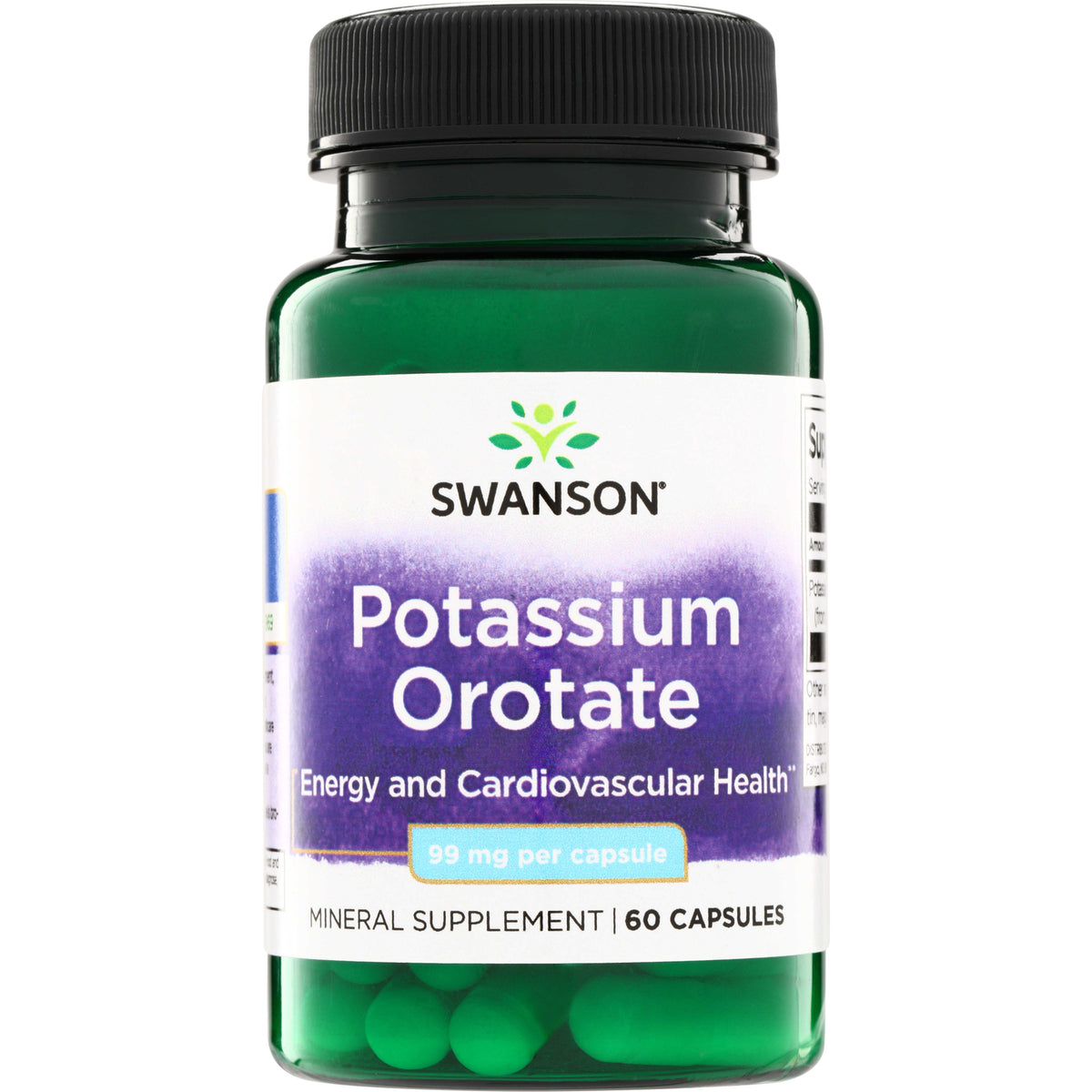 SWU658 | Swanson Potassium Orotate 99 mg per capsule, mineral supplement, 60 capsules
