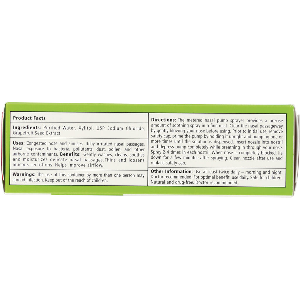 XL001 | Back panel with Product Facts, ingredients, directions, and warnings for nasal spray - Thumbnail