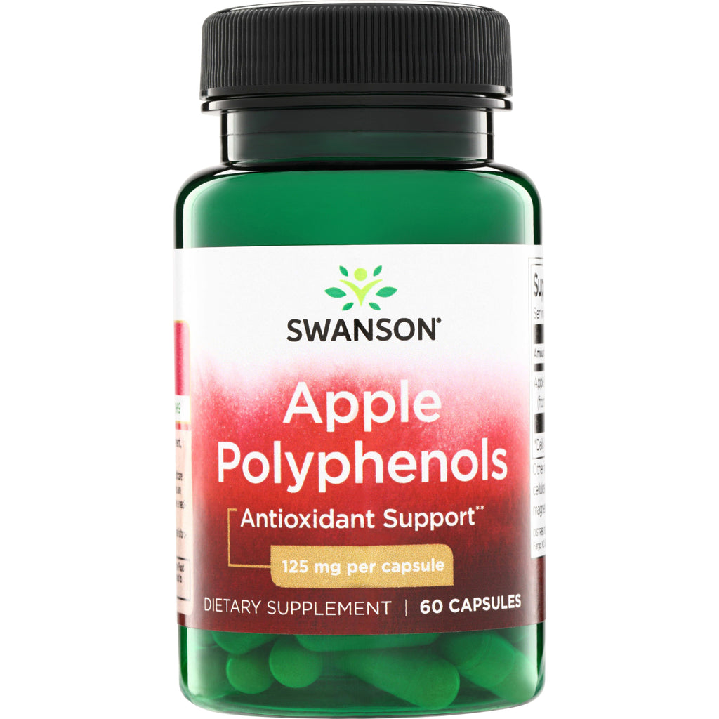 SWU301 | SWANSON Apple Polyphenols supplement bottle, label reads Antioxidant Support and 125 mg per capsule, 60 capsules - Thumbnail