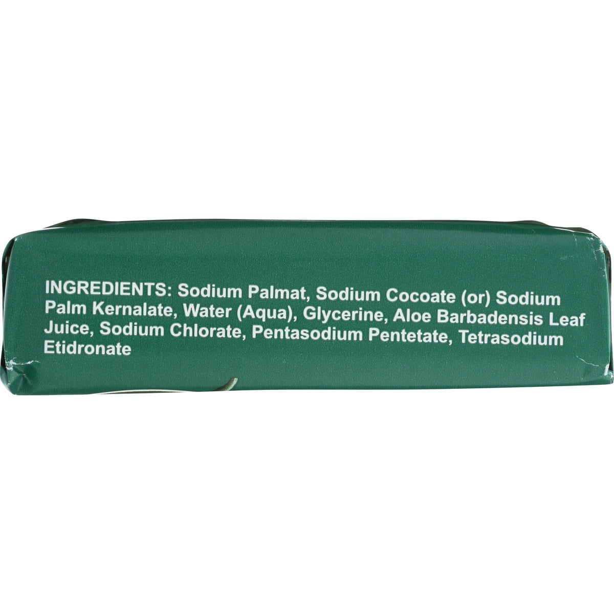 RA008 | green package back showing ingredients list starting INGREDIENTS: Sodium Palmat, Sodium Cocoate, Palm Kernalate, Water (Aqua)