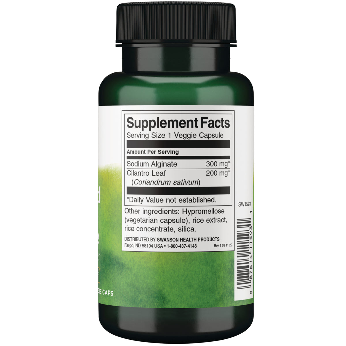 SW1593 | Back label with Supplement Facts