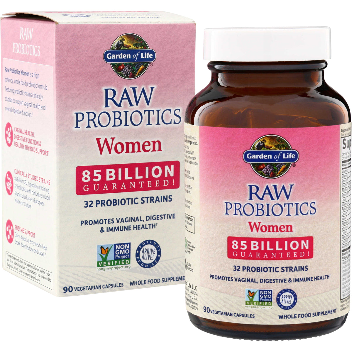 GLF132 | Garden of Life RAW Probiotics Women 85 Billion Guaranteed, 90 vegetarian capsules