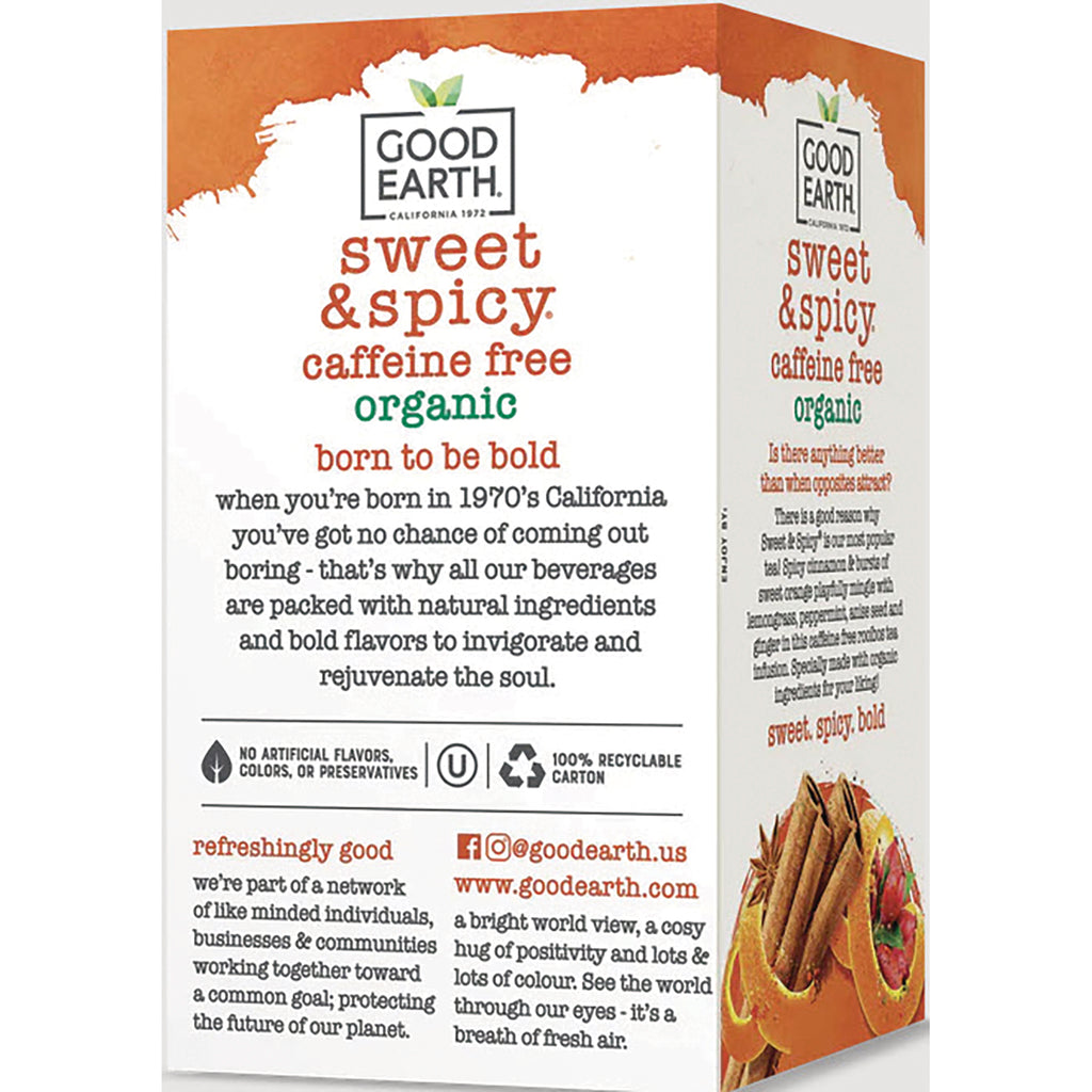 GET019 | Good Earth sweet & spicy caffeine free organic product infographic panel with cinnamon and product description - Thumbnail