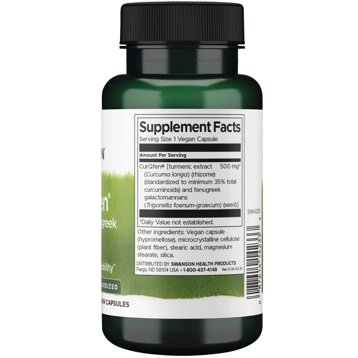 SWH233 | Supplement Facts panel: serving size 1 vegan capsule