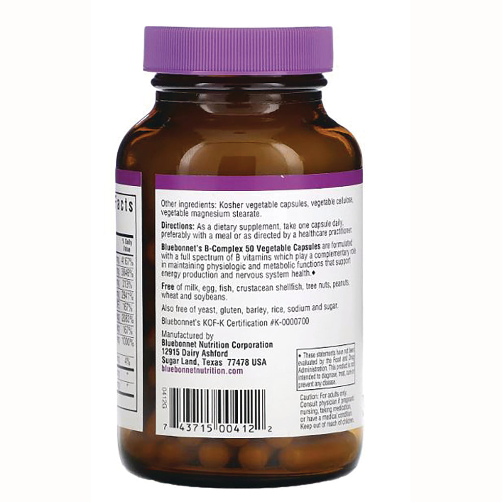 Back label of brown supplement bottle showing ingredients, directions, manufacturer information and barcode - Thumbnail