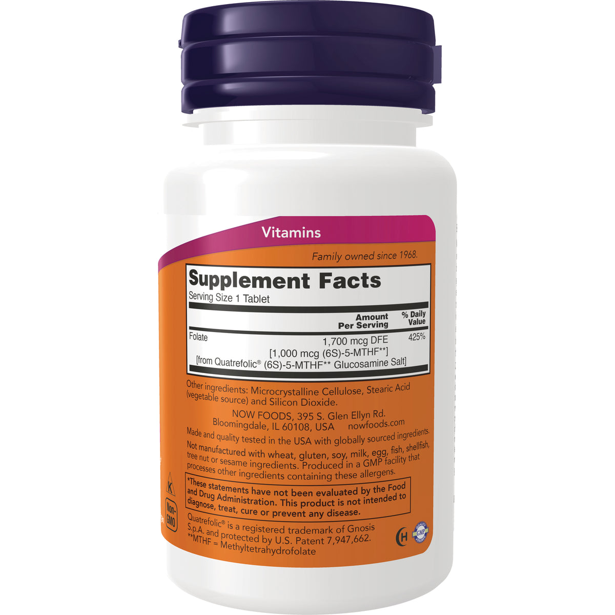 NWF1284 | Back of white supplement bottle showing Supplement Facts panel and ingredient text