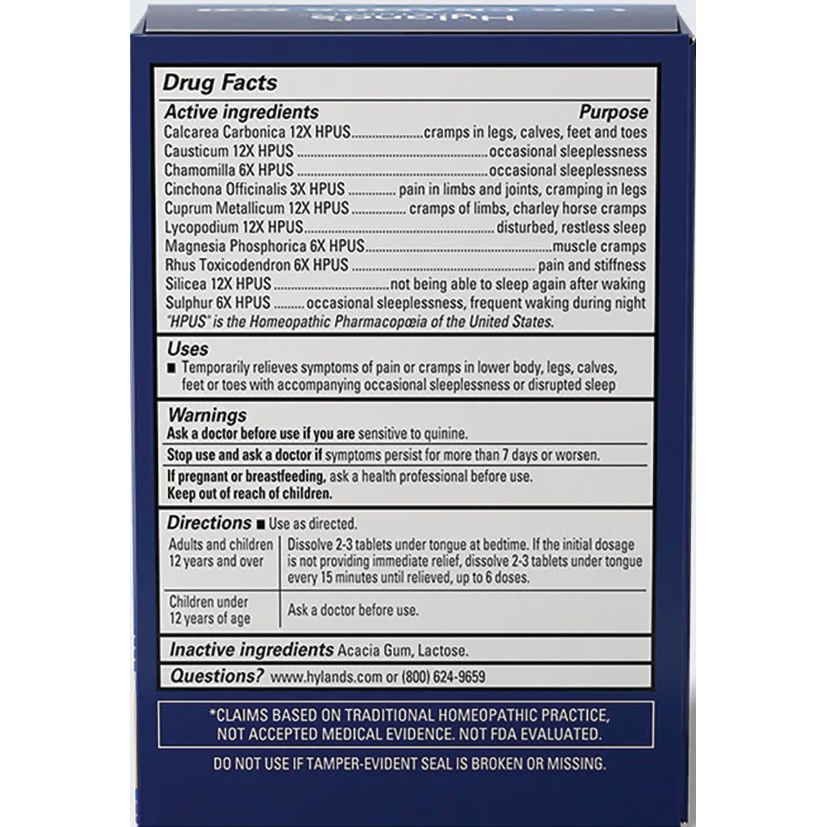 HY122 | Drug Facts panel listing active ingredients, uses, warnings, directions and inactive ingredients