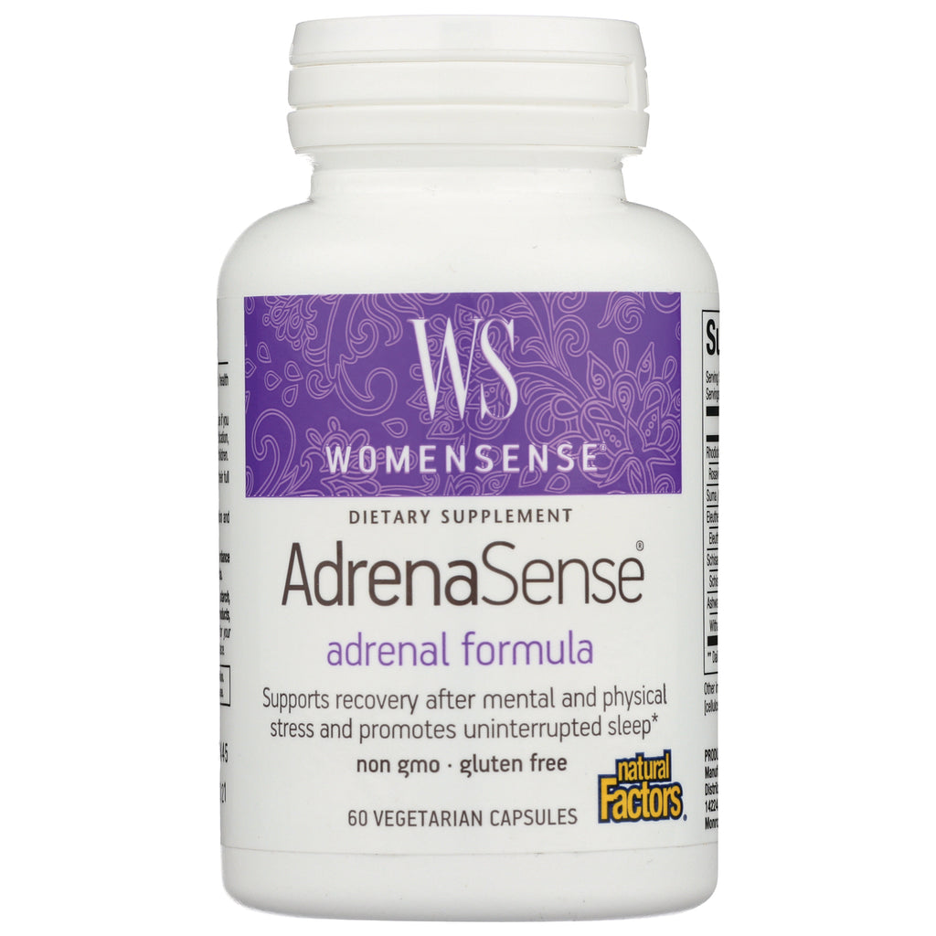 NFC148 | WomenSense AdrenaSense adrenal formula supplement bottle front, 60 vegetarian capsules, non gmo gluten free - Thumbnail