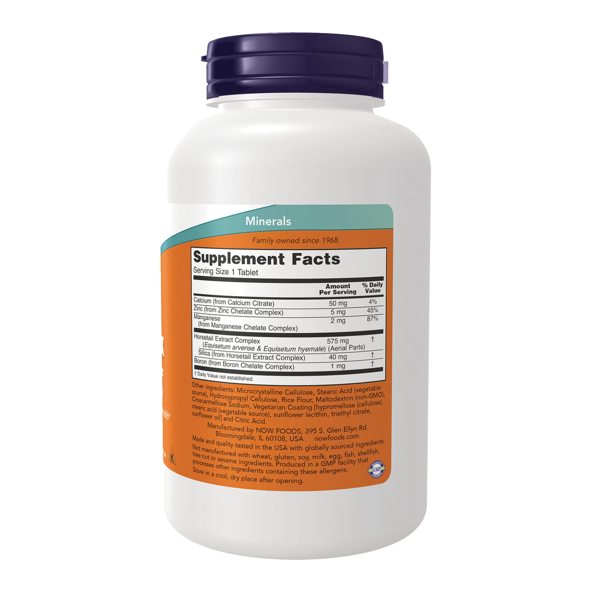 NWF212 | back of white supplement bottle showing Supplement Facts label and ingredient list