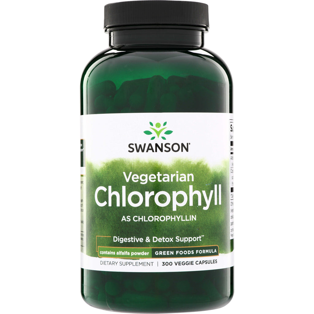 SWR020 | Swanson Vegetarian Chlorophyll as chlorophyllin, Digestive & Detox Support, 300 veggie capsules - Thumbnail