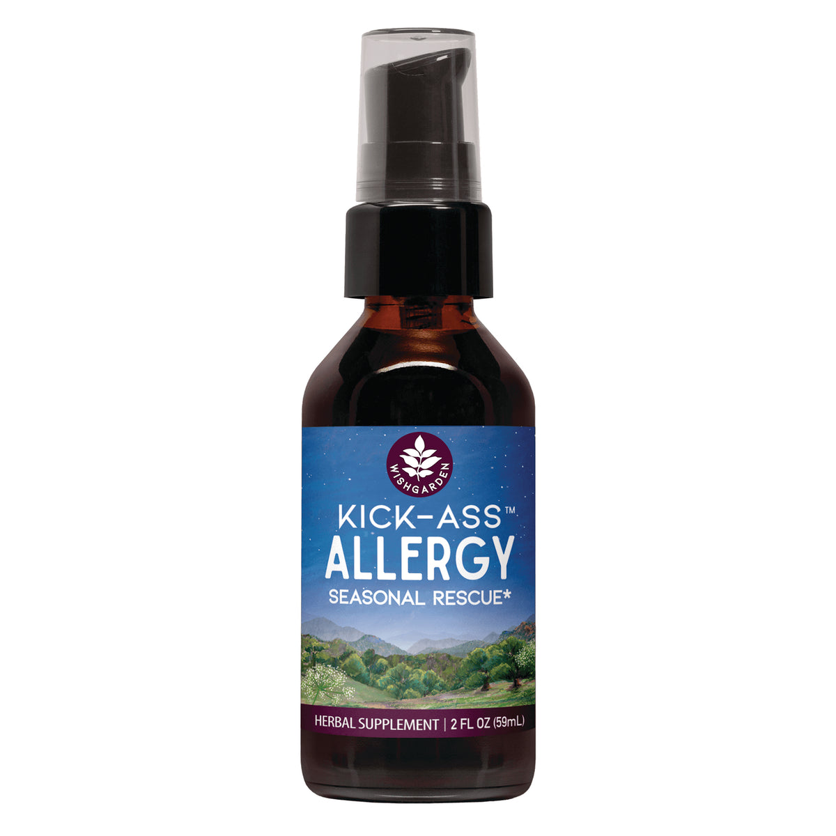WGH005 | Kick-Ass Allergy Seasonal Rescue herbal supplement, 2 fl oz spray bottle front