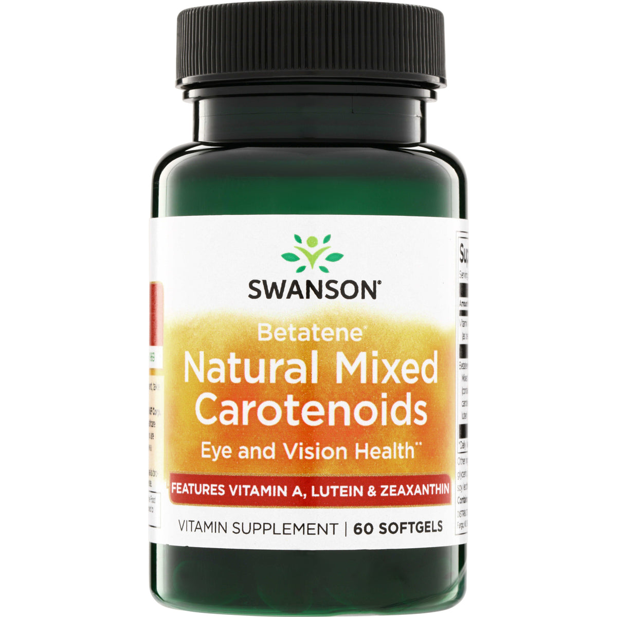 SWU1014 | Swanson Betatene Natural Mixed Carotenoids for eye and vision health; vitamin A, lutein & zeaxanthin; 60 softgels