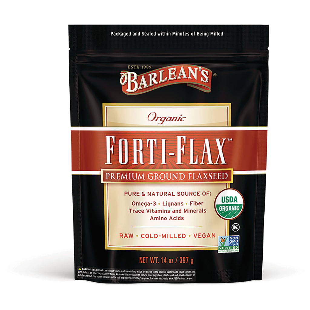BAR082 | Barlean's Forti-Flax premium ground flaxseed pouch with USDA Organic seal, net wt 14 oz - Thumbnail