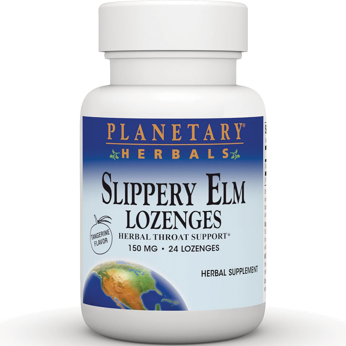 PF131 | Planetary Herbals Slippery Elm Lozenges tangerine flavor 150 mg 24 lozenges front label