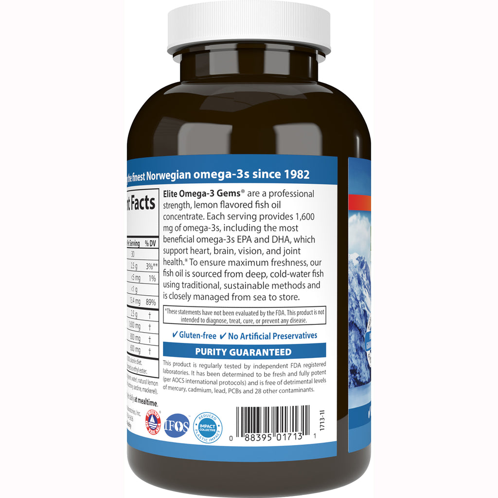 CSN222 | Back label of brown supplement bottle showing ingredient facts, purity guaranteed badge and barcode - Thumbnail
