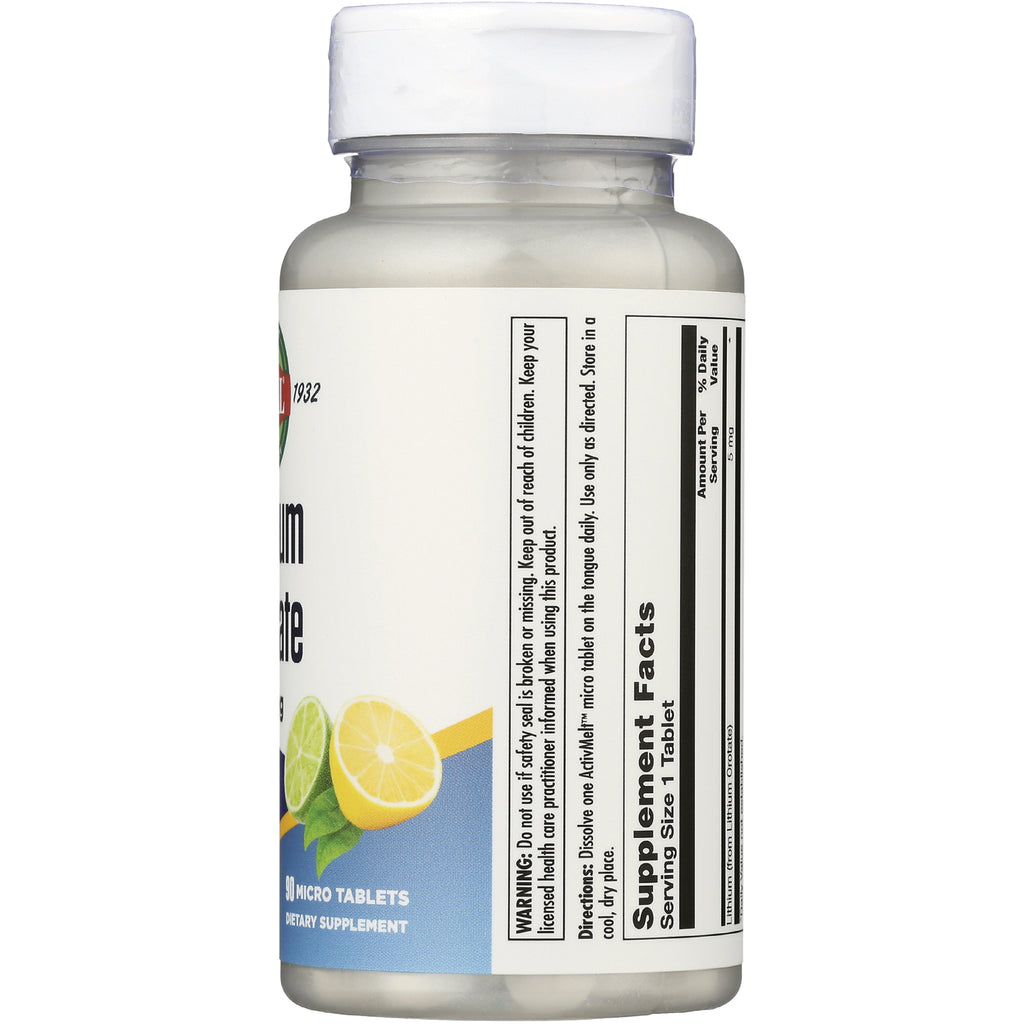 KL556 | Back of white supplement bottle showing Supplement Facts panel and lemon graphic - Thumbnail
