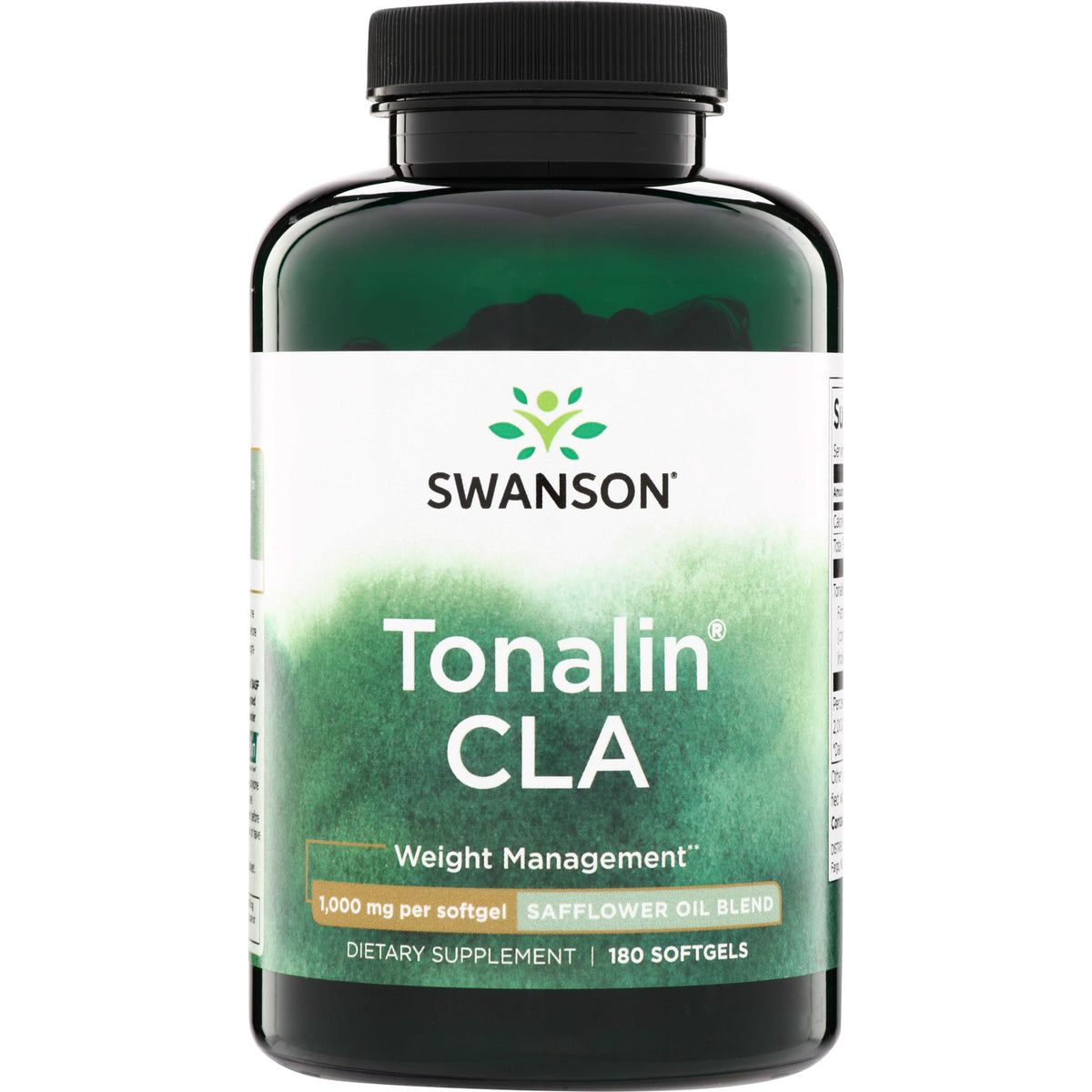 SWD067 | Swanson Tonalin CLA softgels bottle, Weight Management, 1,000 mg per softgel, safflower oil blend, 180 softgels