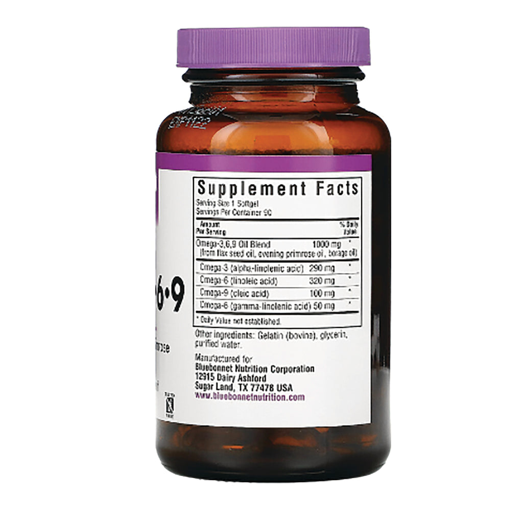 BLU110 | amber supplement bottle back showing Supplement Facts label, ingredient list, and manufacturer details - Thumbnail