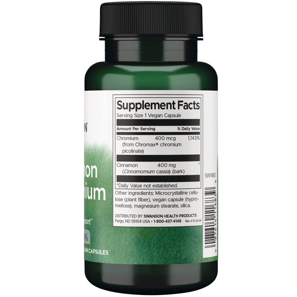SW1683 | Back label with supplement facts and serving information