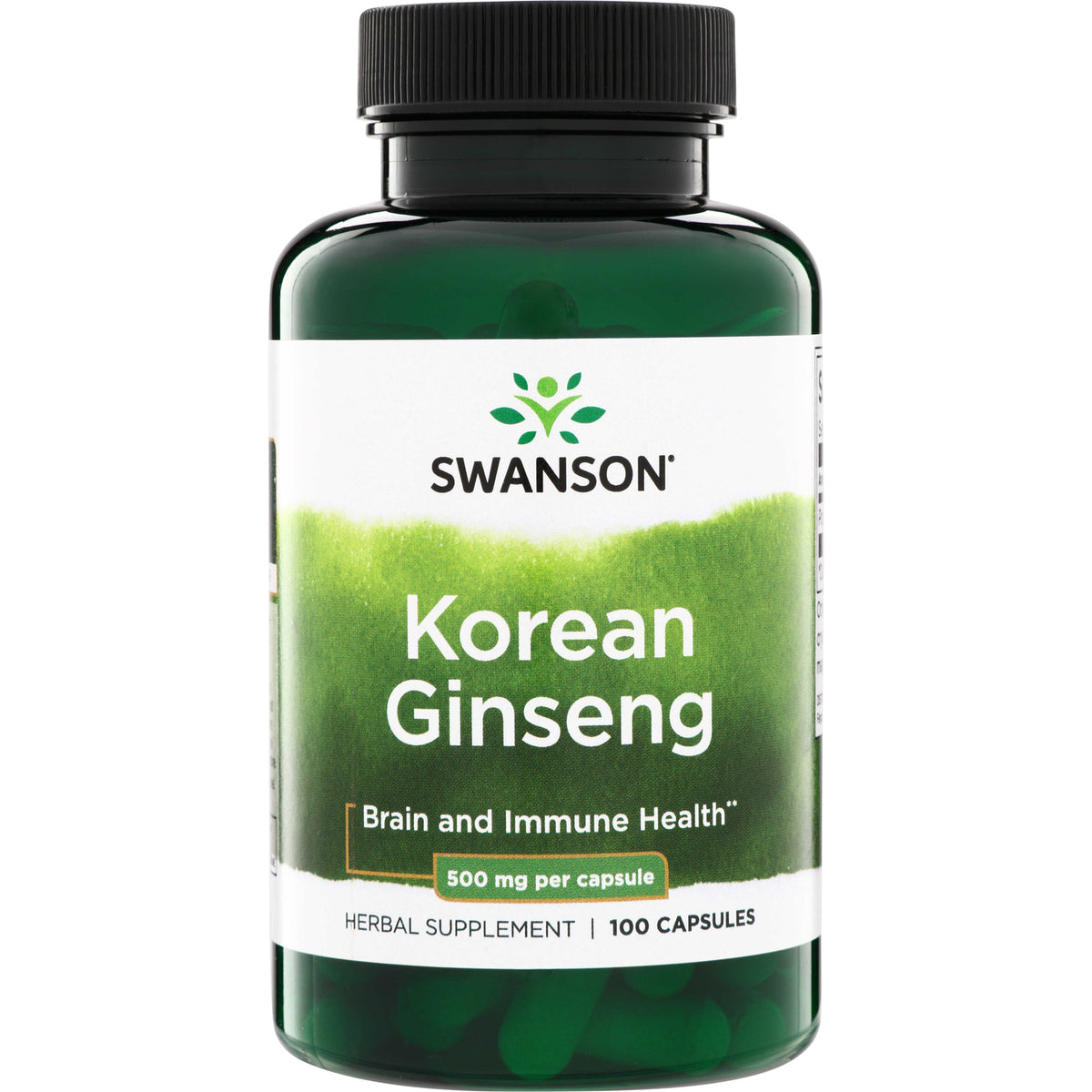 SW969 | Swanson Korean Ginseng, 500 mg per capsule, Brain and Immune Health, 100 capsules