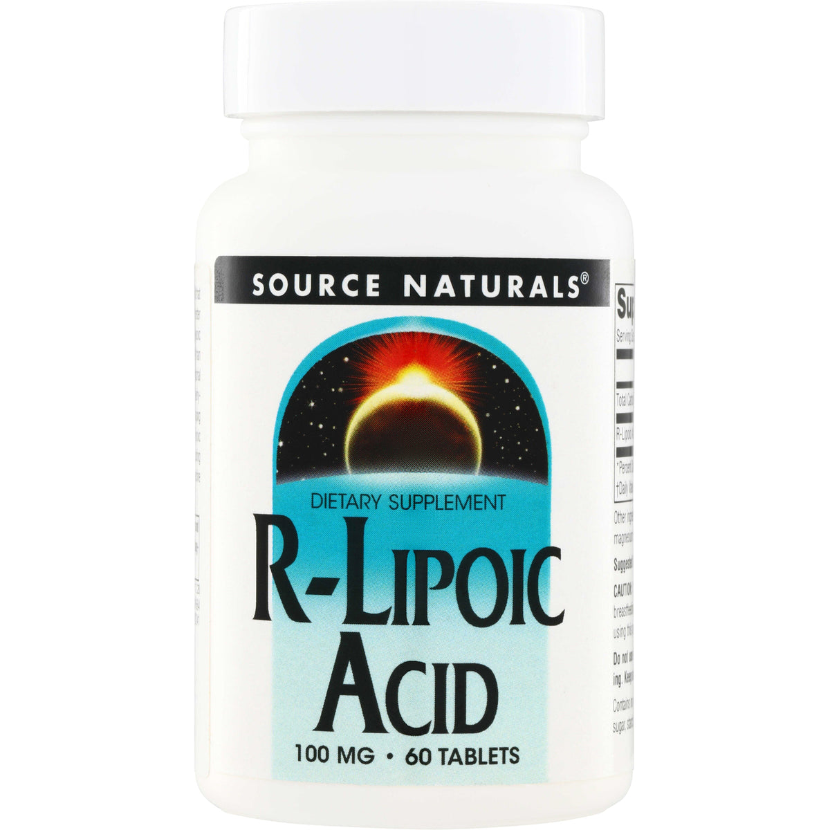SN134 | Source Naturals R-Lipoic Acid dietary supplement, 100 mg, 60 tablets bottle
