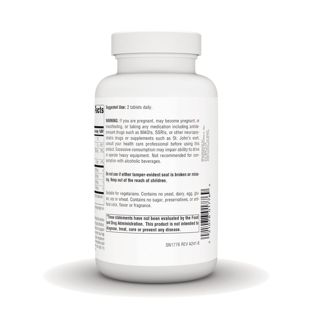 SN495 | Back of white supplement bottle with directions, warnings and vegetarian, no yeast, dairy, egg, gluten claims - Thumbnail