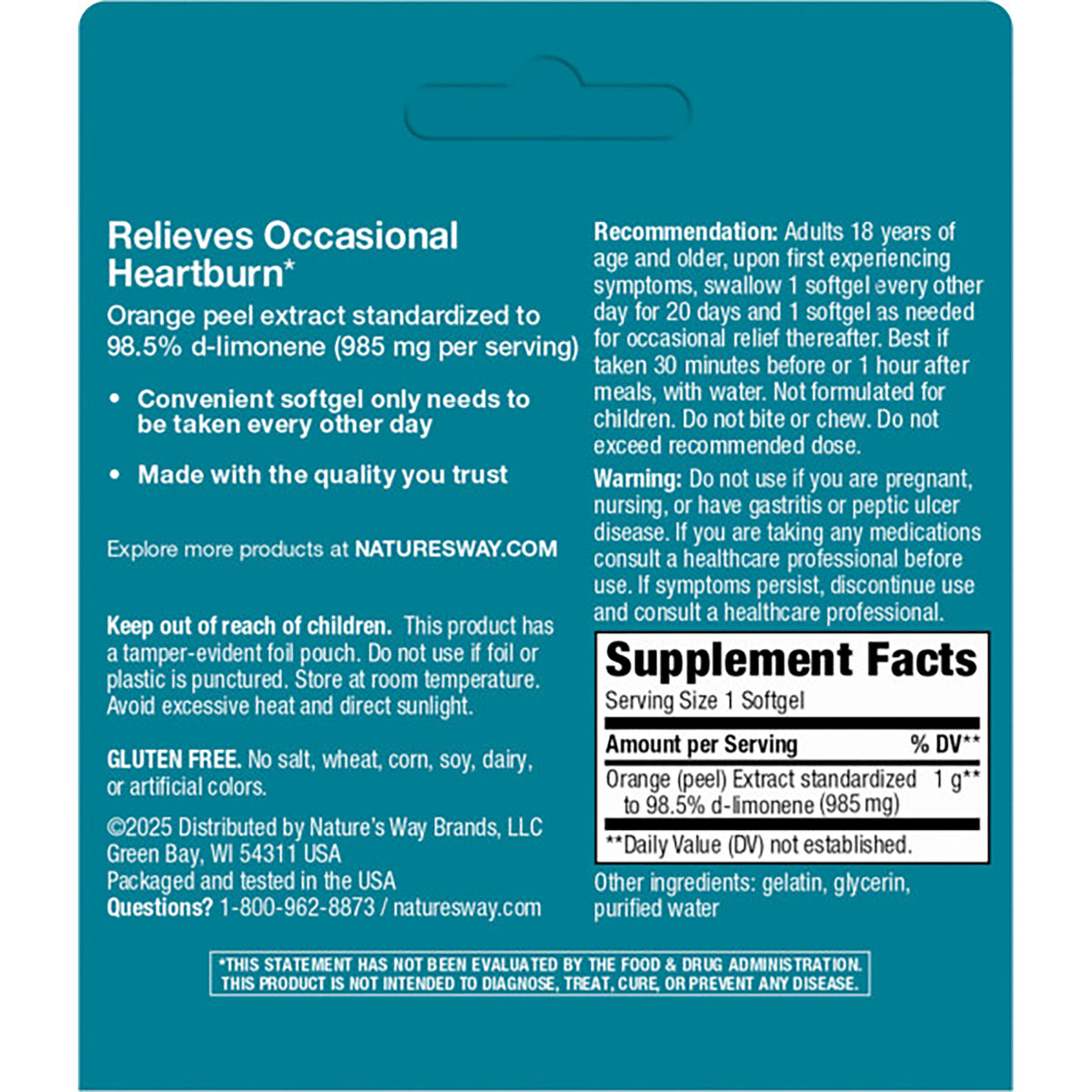 ET367 | Back of brown supplement box showing Supplement Facts panel, directions, warnings and ingredient list