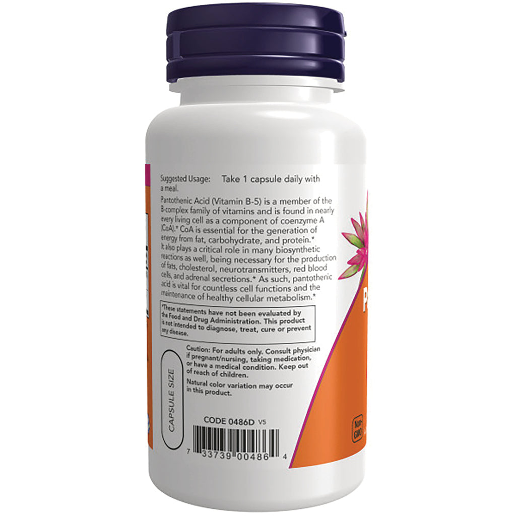 NWF340 | Back of white supplement bottle showing ingredients and usage text, barcode and purple cap - Thumbnail