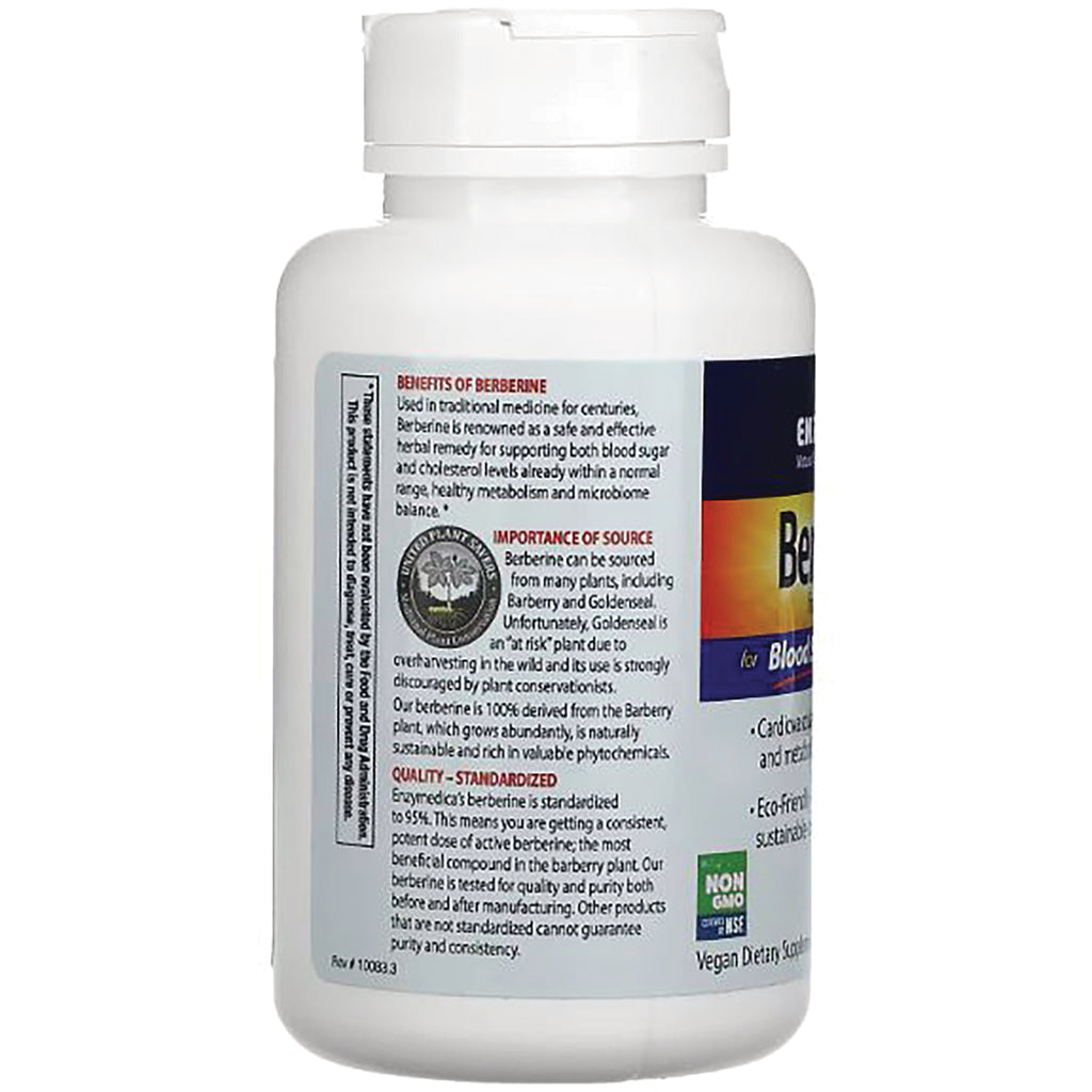 EMD063 | Back of white supplement bottle showing label with Benefits of Berberine heading and product information - Thumbnail