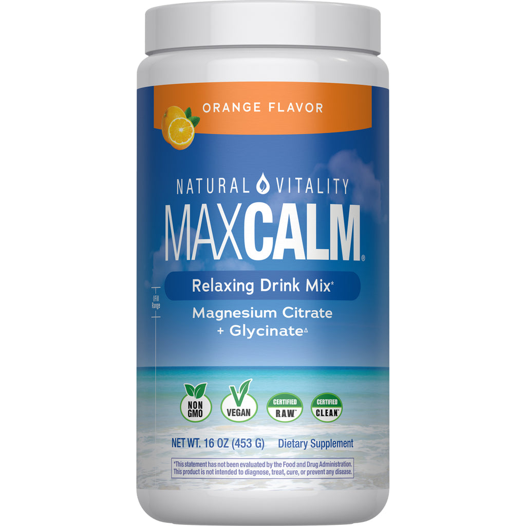 NVT011 | Natural Vitality CALM magnesium supplement orange flavor front label - Thumbnail