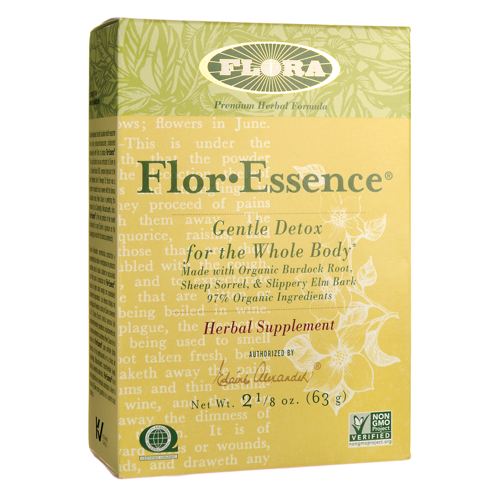 FL004 | Flora Flor Essence gentle detox herbal supplement box front with logo and non-GMO seal - Thumbnail