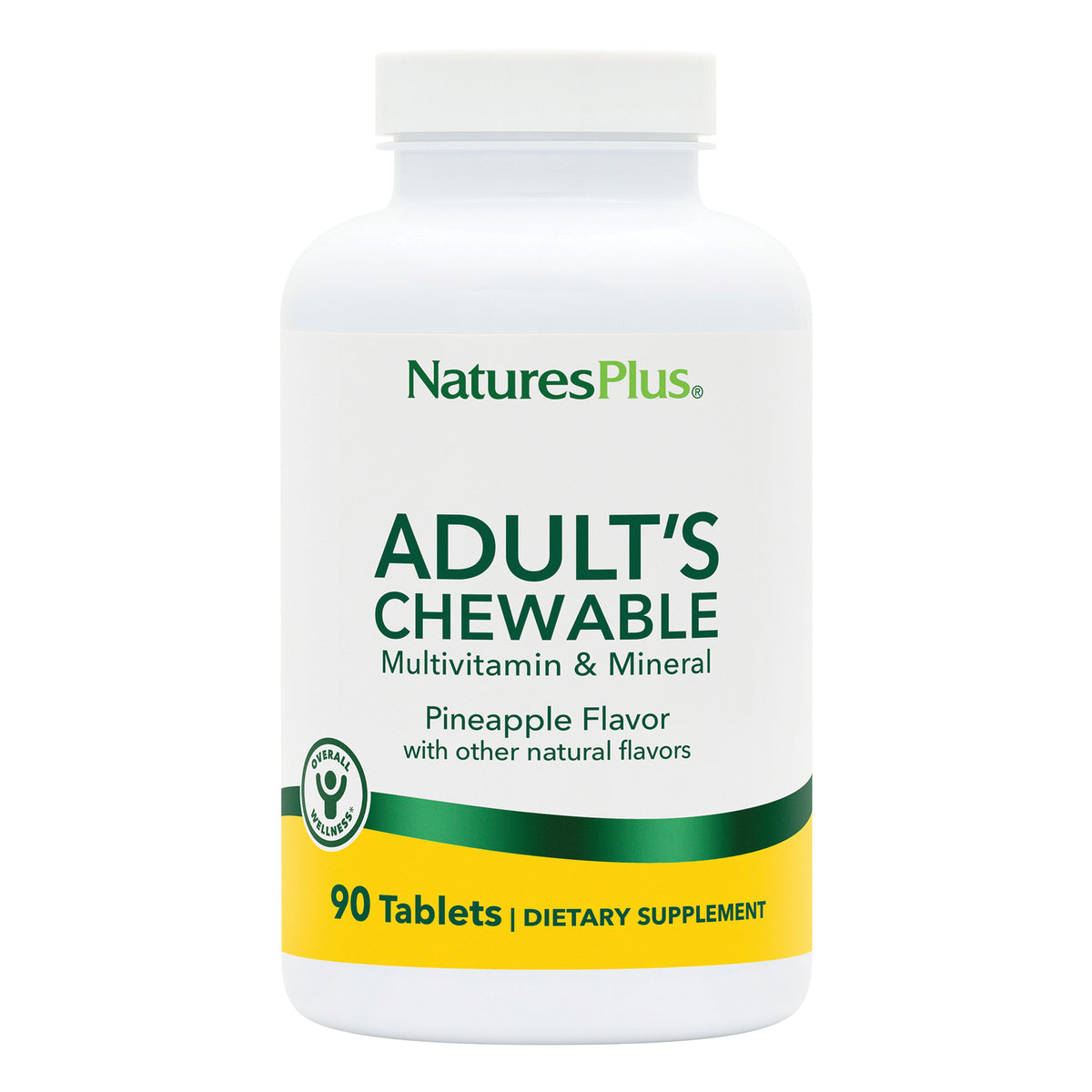 NTP193 | NaturesPlus Adult's Chewable multivitamin & mineral, pineapple flavor, 90 tablets