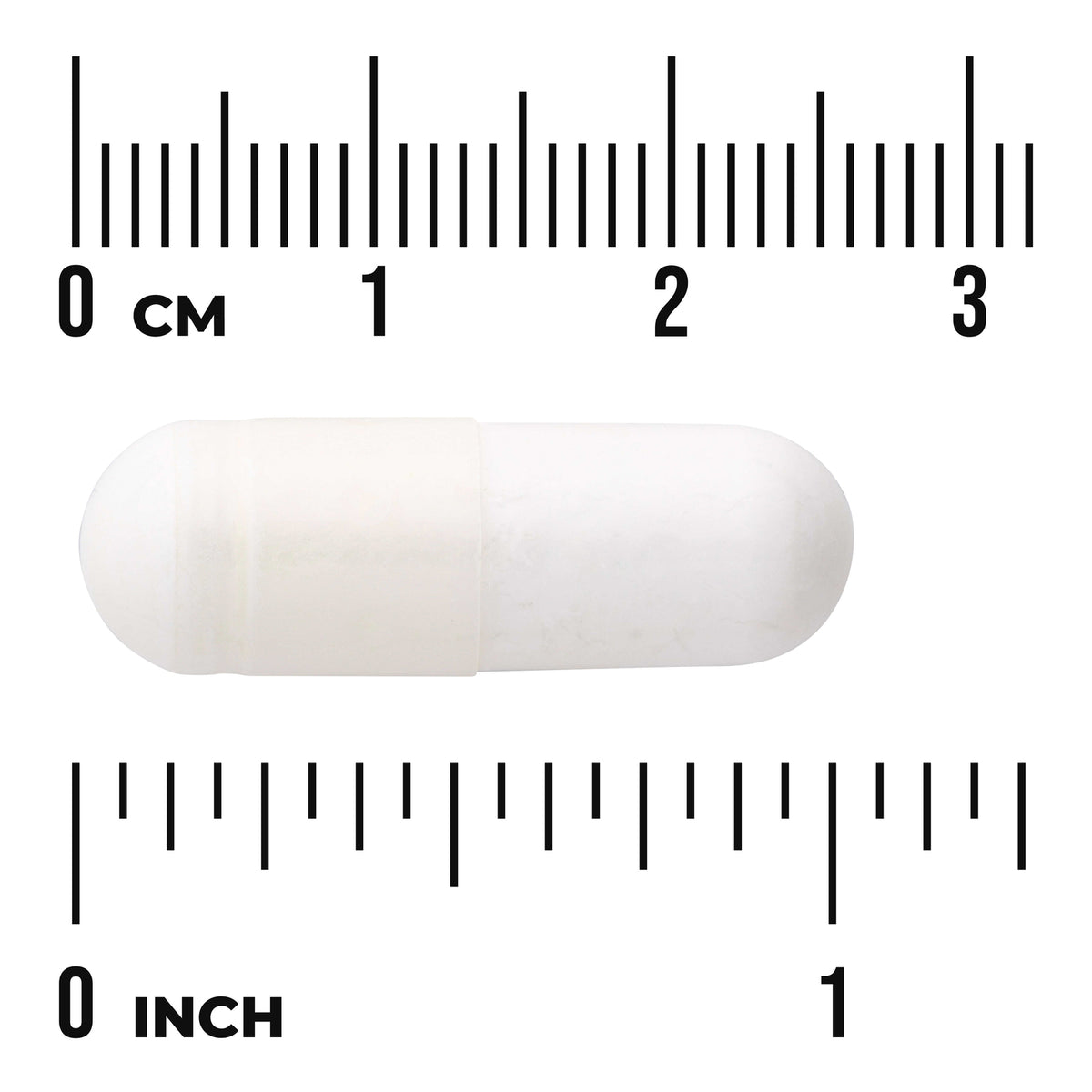 SWU662 | White capsule with size scale 03 cm and 01 inch
