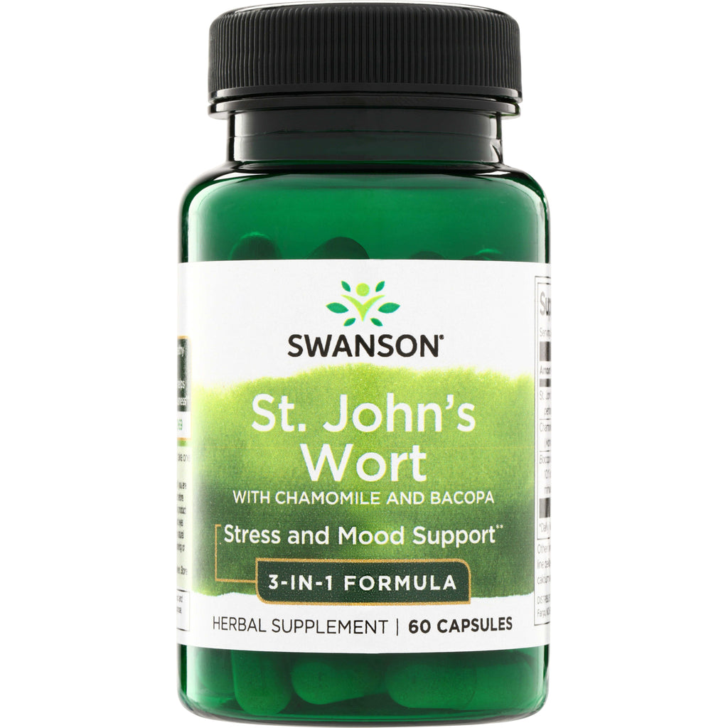 SW1706 | Swanson St. Johns Wort with chamomile and bacopa, Stress and Mood Support, 60 capsules - Thumbnail