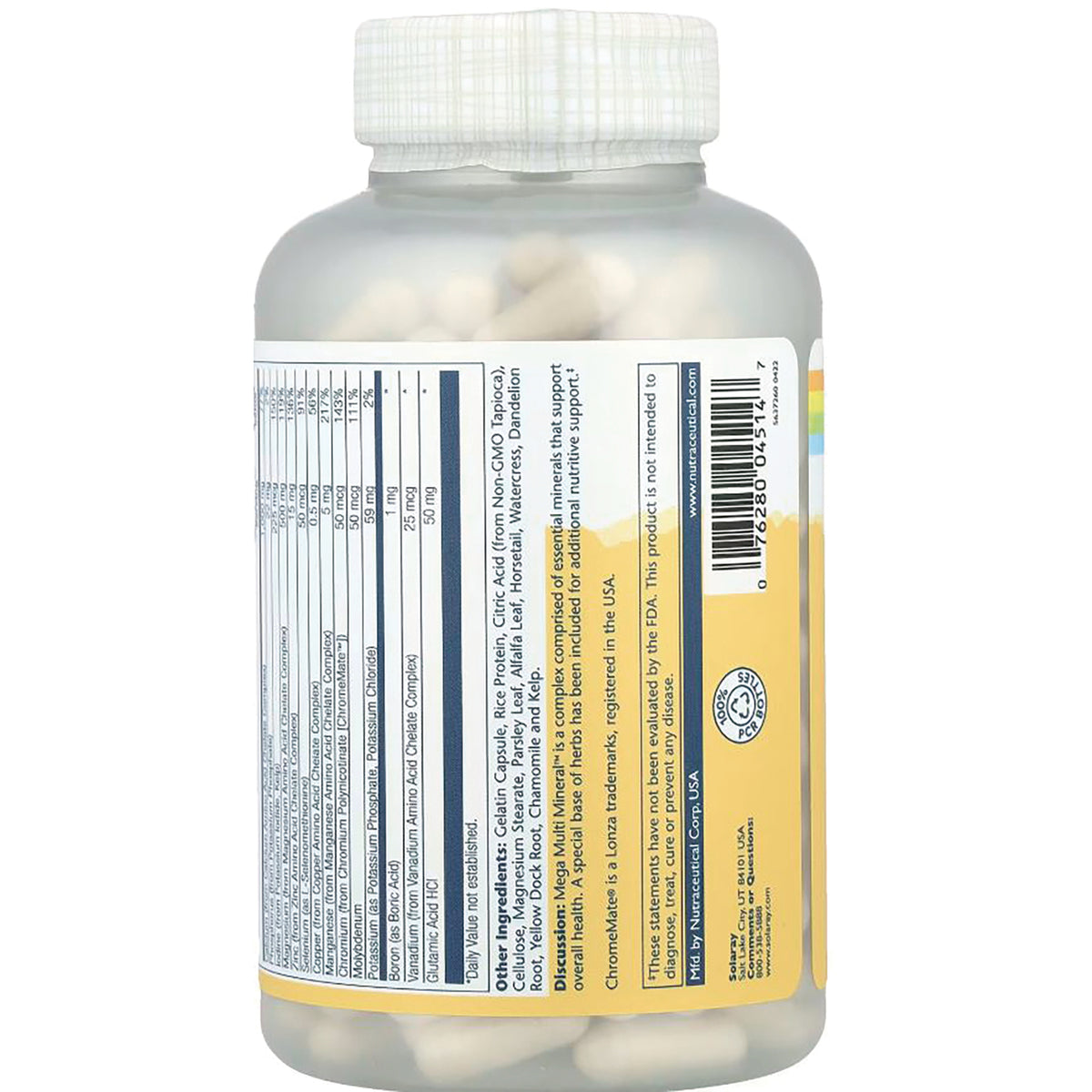 SLR279 | Back label with Supplement Facts, ingredients, and barcode