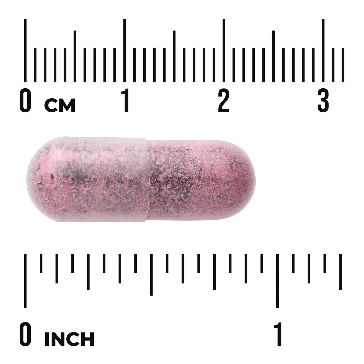 SWU814 | Pink capsule with size ruler in cm and inches