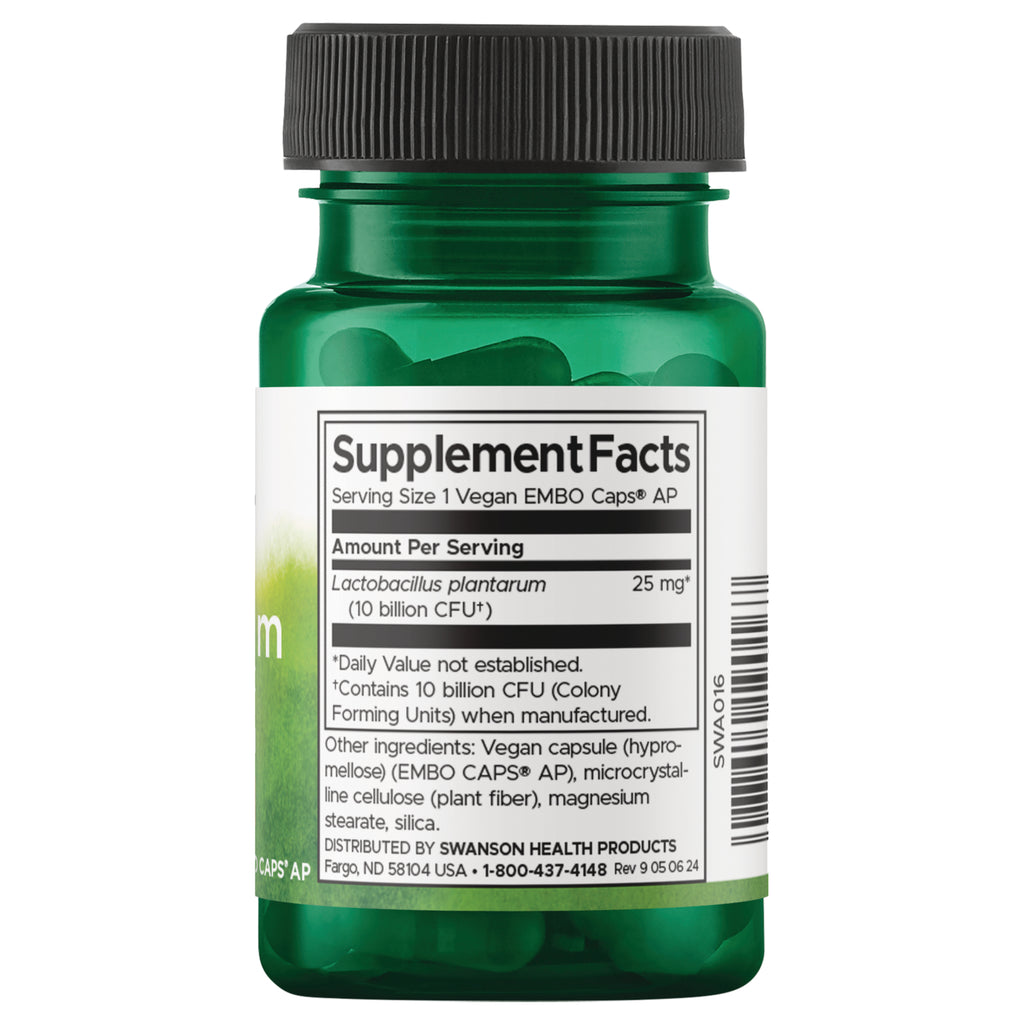 SWA016 | Back label with Supplement Facts for Lactobacillus plantarum, 10 billion CFU - Thumbnail