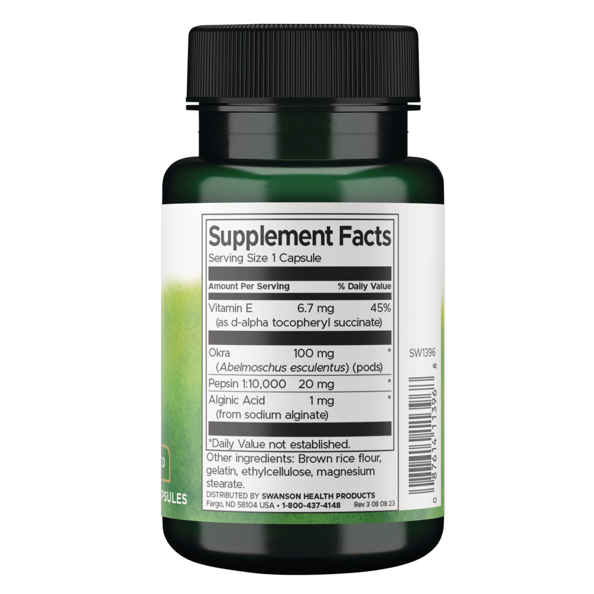 SW1396 | Back label with Supplement Facts