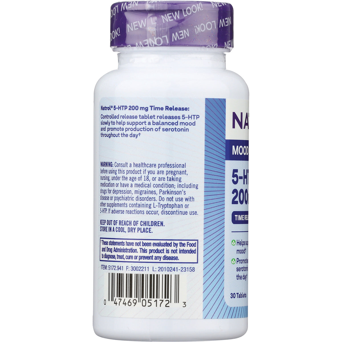 NA405 | Back label of supplement bottle showing warnings, barcode and partial side panel