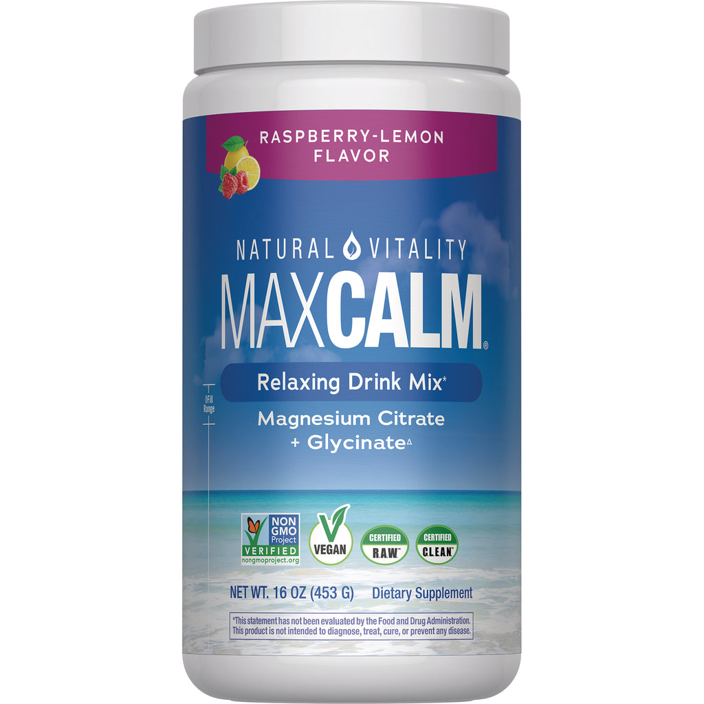 NVT002 | Natural Vitality CALM magnesium supplement raspberry-lemon drink mix tub, 16 oz - Thumbnail